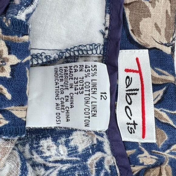 Talbots Women's Blue Vintage Floral Hi-Rise Linen Blend Shorts Size 6 - Picture 3 of 8